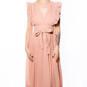 ROBERT RODRIGUEZ Cotton Ruffle Eyelet Dress - Pink